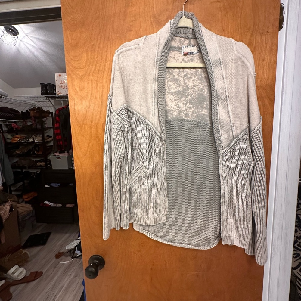 Pilcro Mixes Media Sweater Jacket